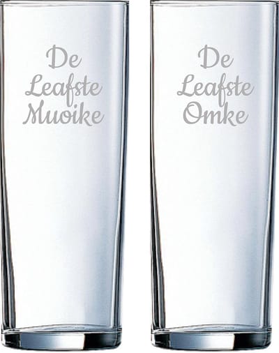 Gegraveerde longdrinkglas 31cl De Leafste Muoike-De Leafste Omke