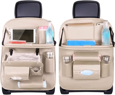 Famanu – Autostoel organizer voor kinderen, achterbank organizer met transparante tablethouder en 9 opbergzakken