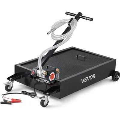 VEVOR Low Profile Oliedrainpan, 56,8 L Capaciteit, Rollende Oliedrainpan met Elektrische Pomp & 2,2 m Slang, Lek- en Corrosiebestendig, Gebruiksvriendelijk voor Auto's, Suv's, Vrachtwagens, Motorfietsen, Atvs, Metaal