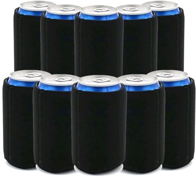 Dailygoods- Bierkoeler 10 Stuks - Opvouwbare Drankhouders - Zwart Neopreen - Isoleerde Blikhoes - Lichtgewicht - Temperatuurbehoud - Drankhouder