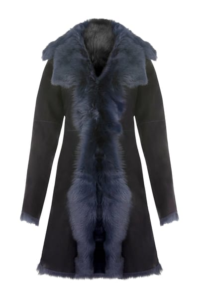 Dames marineblauwe Toscaanse schapensuède trenchcoat - Celeste