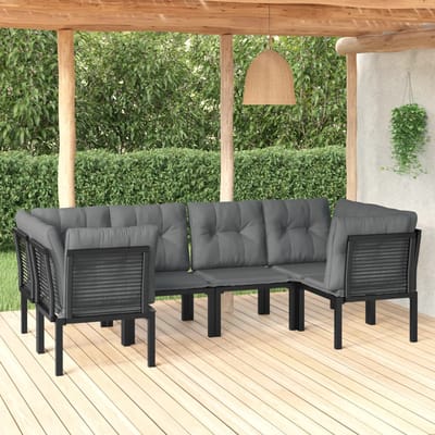 vidaXL - 6-delige - Loungeset - poly - rattan - zwart - en - grijs