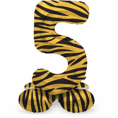 Folat - Staande folieballon Cijfer 5 Tiger Chic - 72 cm