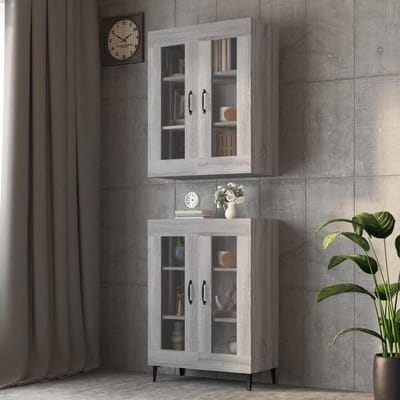 Wandkast - Hangende Kast Bijzetmeubel - Ruimte Organiseren - Vochtbestendig Multiplex - 69.5 x 34 x 90 cm - Sonoma Grijs