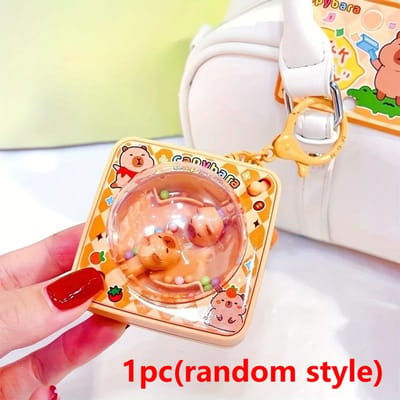Porte-clés Jouets Fidget Capybara Mignons Soulagement du Stress et de l'Anxiété Jouets Fidget Animal Kawaii Breloque Sac Porte-clés pour Enfants Adultes beige