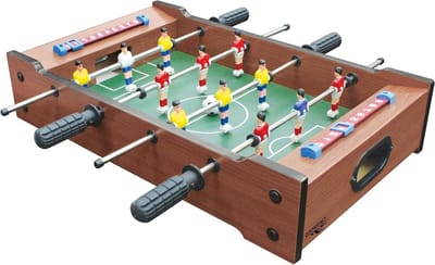 Multigame Speeltafel - Tafelvoetbal Airhockey - Spelplezier Thuis - 2-in-1 Draaibaar - 51 x 31 cm - Houtlook