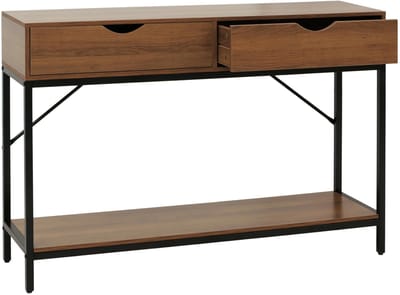 Console tafel MCW-O76, telefoontafel bijzettafel opbergtafel, lades opbergruimte Industrial 76x109x30cm ~ bruin