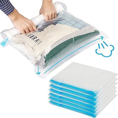 6 stuks - Vacuümkledingzakken - Vacuümzakken voor op reis - Opbergzakken - Transparant - Afmeting 60 x 40 cm