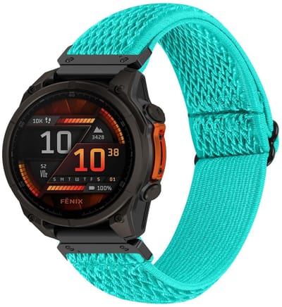 By Qubix - Geschikt voor Garmin bandje - 26mm Quickfit - Elastische Solo Loop nylon bandje - Mintgroen - Geschikt voor Garmin Quatix 8 - 51mm