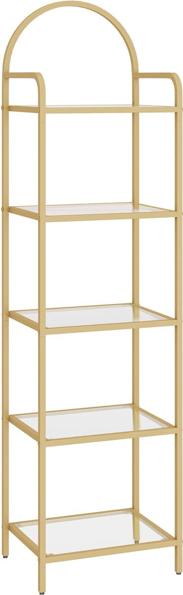 Hzuaneri Boekenkast, Boekenplanken Van Gehard Glas,5 Verdiepingen Goud