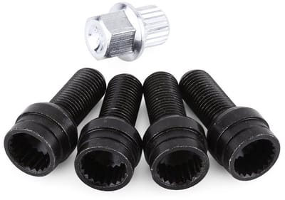 Anti-diefstal Wielboutenset met 4+1 Sluitbare Moeren M14*1.5MM Zwart voor Auto's en Fietsen