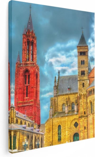 Artaza Canvas Schilderij Sint-Jan Maastricht - 30x40 cm - Klein - Muurdecoratie Kerktoren - Wanddecoratie Stad - Schilderijen Op Canvas