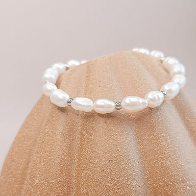 Ava & Imber | Classy Parel Armband Zilver | Zilveren Parelarmband