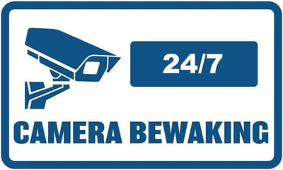 Bewaking Stickers - Cameratoezicht Indicatie - Beveiliging Verhoging - Waterafstotend Vinyl - 10 x 6 cm - Blauw