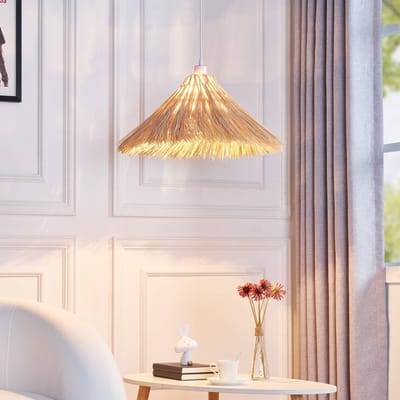 Lindby - hanglamp - 1licht - Watergras - H: 30 cm - E27 - hel hout