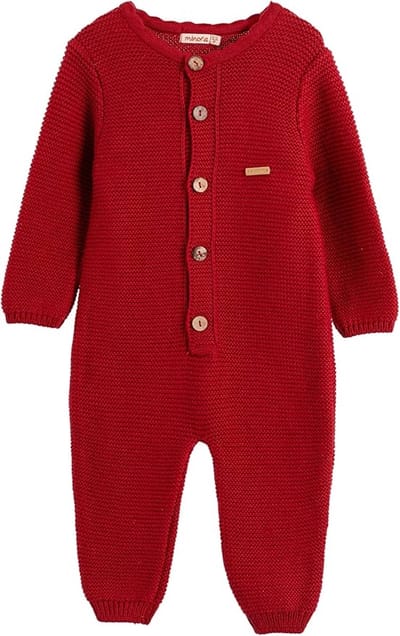 Minora gebreide unisex boxpakje- Baby jongens en meisjes- Maat 74/ 6-9 Maanden-Newborn overalls winter- Baby kleding jongens-Rood- Sinterklaas