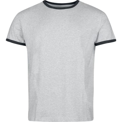 R.E.D. Rock-Engineered Design grijs basic T-shirt met zwarte accenten - Heren - M