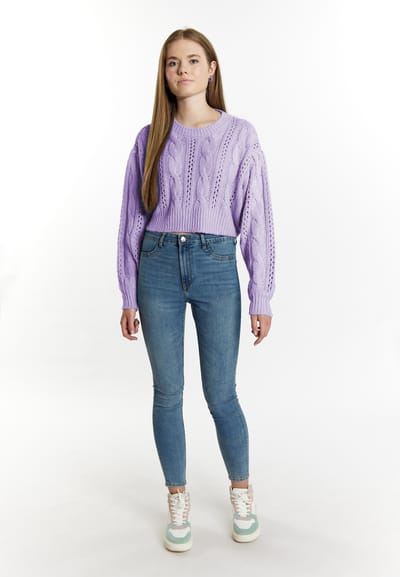 Mymo Gebreide cropped trui Dames violet