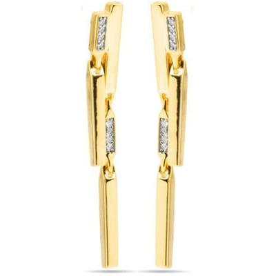 Luxenter Oorbellen van 925 sterlingzilver met schitterende zirkonia, afgewerkt met 18 karaats geelgoud - Onca