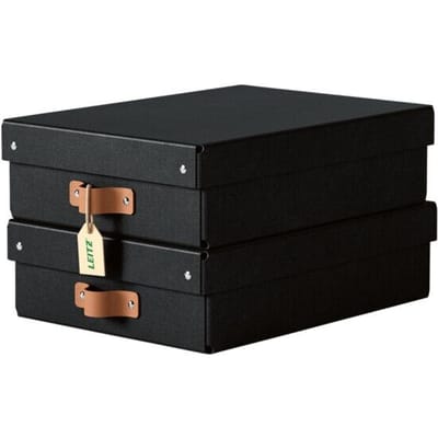Leitz Puro Middelgrote Lage Opbergdoos met Deksel - Set van 2 - 8L - 100% Gerecycled Karton - Zwart
