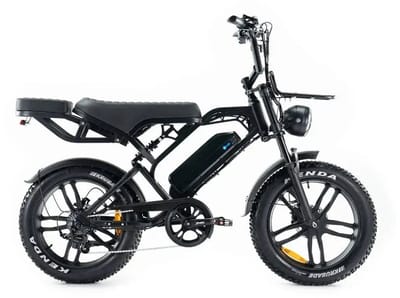 QMWHEEL V20 Pro Elektrische Fatbike - Ingebouwd Alarmsystseem - Inclusief Achterzitje - Inclusief Voetsteuntjes - Inclusief Voorrekje - 20 Inch - 250W Motor - 7 Versnellingen - 60 km Actieradius - Hydraulische Schijfremmen - Zwart