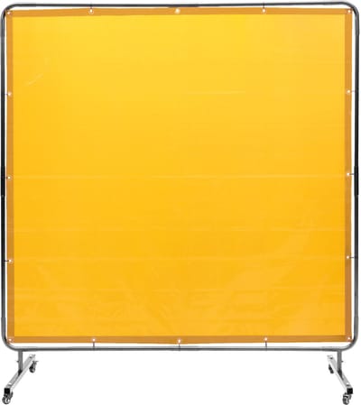 Lasbeschermingswand, 183 X 183 Cm, Vlamvertragend Vinyl Scherm, 4 Zwenzwielen, 2 Vergrendelbaar, Professioneel Gebruik In Werkplaats en Industrie, Geel