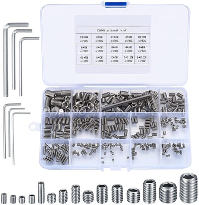 Assortiment van 300 Stuks RVS Inbusschroeven voor Deuren en Handgrepen, M2.5 tot M8, Inclusief Inbussleutel