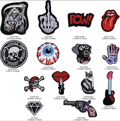 Famanu – Set van 15 geborduurde patches met coole ontwerpen, naaibaar en opstrijkbaar voor kleding en accessoires – Multicolor
