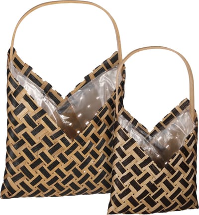 Oneiro Luxe Bloempot Formia mand muurhanger zwart set van 2 - L32xB17xH46cm – hotel chique - binnen ––– accessoires – tuin – decoratie – bloemen – mat – glans – industrieel - droogbloemen