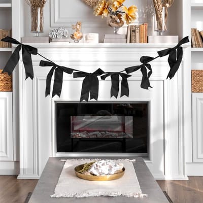 Dailygoods- Strikkendecoratie 2-strengs - Zwarte Strikken - Polyester - Feestdecoratie - Verjaardagsdecoraties - Elegant Design