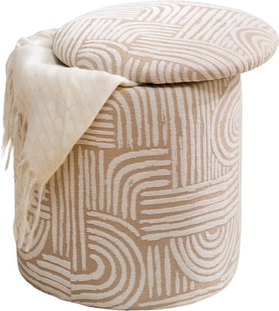 MISOU Poef met Opbergruimte - Hocker - Stoel - Bijzettafel - Opbergpoef - met Deksel - Kinderpoef - 31x34 cm - Rond - DESI
