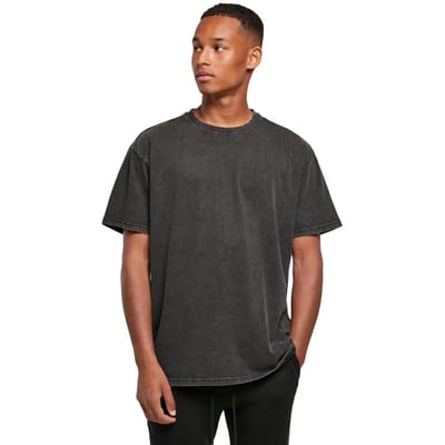 Build your Brand Acid Washed Heavy Oversize Tee BY189 - Asphalt - XXL