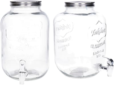 2x Stuks glazen drank dispensers 5 liter met metalen deksel - Sapdispenser - Drankdispenser