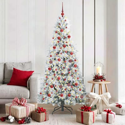 vidaXL - Kunstmatige - Hinged - Kerstboom - met - 300 - LED - Wit - 180 - cm - PE - en - PVC
