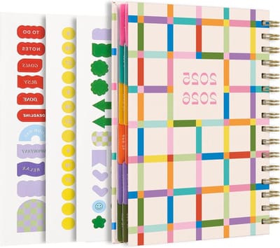 Studentenplanner 2025-2026 - Academische agenda - Les plannen - Gouden dubbeldraads binding - 85 x 62 inch - Kleur raster