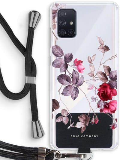 Case Company® - Hoesje met koord geschikt voor Samsung Galaxy A71 hoesje met Koord - Mooie bloemen - Telefoonhoesje met Zwart Koord - Bescherming aan alle Kanten en Over de Schermrand