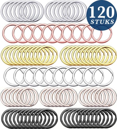 100 Stuks Sleutelringen in 6 Verschillende Kleuren - DIY Sleutelhangers Ringen Maken Set - Keychain Sleutel Splitringen voor Hobby & Sleutellabels - Keyrings Sleutel Houder Knutselen - 25mm - Zilver, Zwart, Licht Zwart, Goud, Roségoud, Chroomkleur