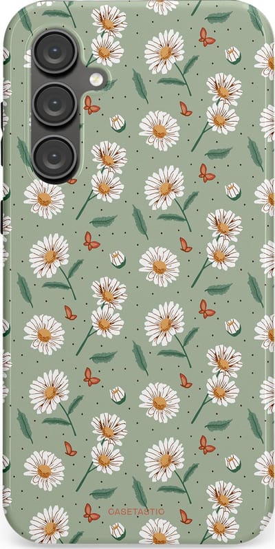 Casetastic Hoesje Geschikt voor Samsung S23 FE - Stijlvolle Beschermende Duo-layer Case - Vleugels en madeliefjes