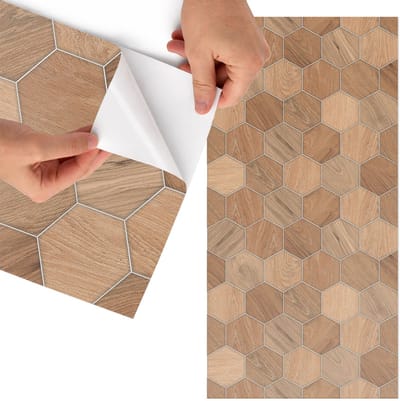 Tulup Meubelfolie - Houten mozaïek Meubel Wrap Folie - 75x150 cm - Bruin Meubelfolie - Decoratiefolie Zelfklevend - Rustiek Meubelfolie - Meubelfolie Zelfklevend - Badkamer decoratie - Teksten