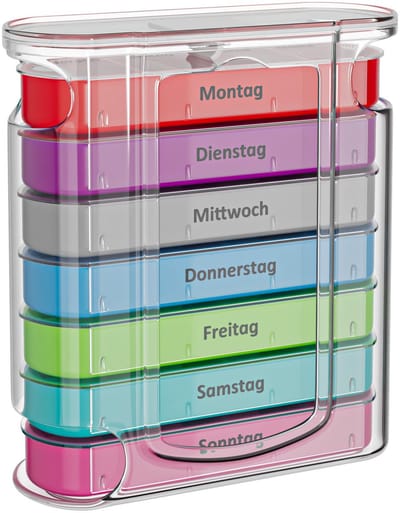 Dailygoods- Pillendoos 7 Dagen - 4 Vakken per Dag - BPA-vrij Kunststof - Tablettenbox - Transparante Deksels - Gebruiksvriendelijk - Medicijnendoos