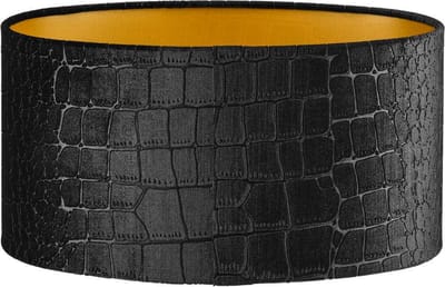 Lampenkap ovaal - 25x16x15cm - Croco zwart - gouden binnenkant