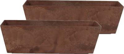Ter Steege Plantenbak - 2x - gerecycled kunststof - bruin - 55 x 17 cm - Binnen en buiten gebruik