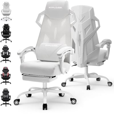GTPLAYER - Ergonomische Bureaustoel - Met Lendensteun en Hoofdsteun - Wit
