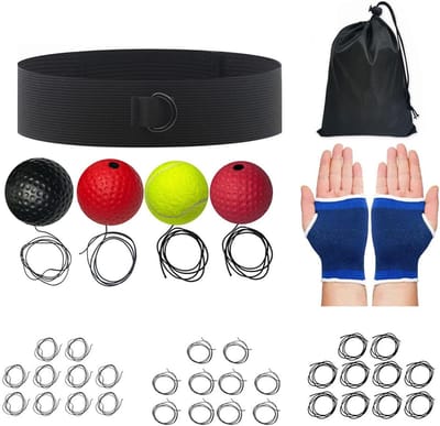 Boksbal met hoofdband - Reactiebal training - Reflexen verbeteren - Lichtgewicht ontwerp - Vier ballen - Multicolor