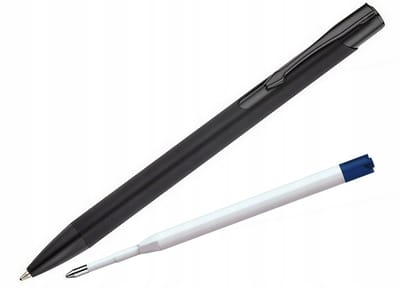 Matte Metalen Pen Apache Zwart + Extra Blauwe Vulling