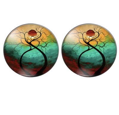Clip oorbellen - groen- boom- 2 cm- geen gaatje- Charme Bijoux