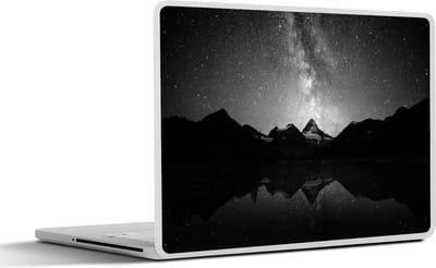 Laptop sticker - 11.6 inch - Melkweg boven bergen - zwart wit - 30x21cm - Laptopstickers - Laptop skin - Cover