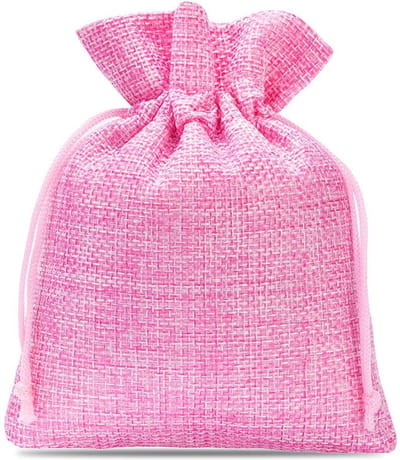 Decoratief Jute Zakjes Zakken | 100% Naturel | 12 x 15 cm | 10 stuk | Roze | Cadeauzakjes Opbergzakjes Geschenkzakjes Cadeau Verpakking Geurzakjes Snoepzakjes Lavendel