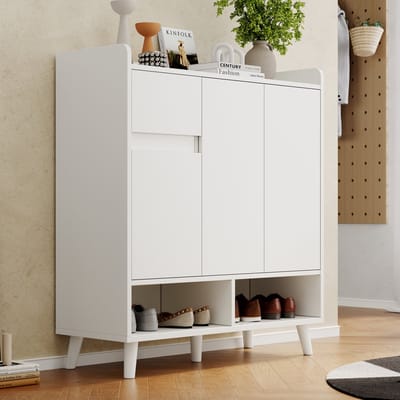 Schoenenkast - 90x99x35 cm - Met Verstelbare Planken - Minimalistisch Ontwerp - Hout - Naturel