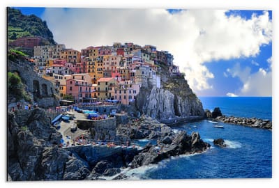 Dibond - Nationaal Park Cinque Terre, Italië  - 60x40cm Foto op Aluminium (Met Ophangsysteem)